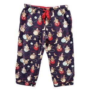 Nick & Nora Capri Pajama Pants Womens 34x28 Medium Purple Sock Monkey Flannel